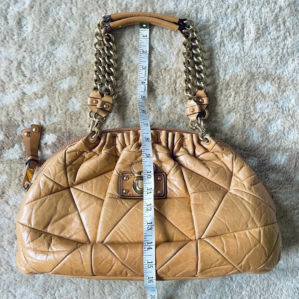 Marc Jacobs Lou Bowler Patchwork Quilted Leather Chain Strap Bag Tan - Picture 10 of 16